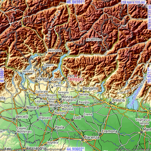 Topographic map of Taleggio