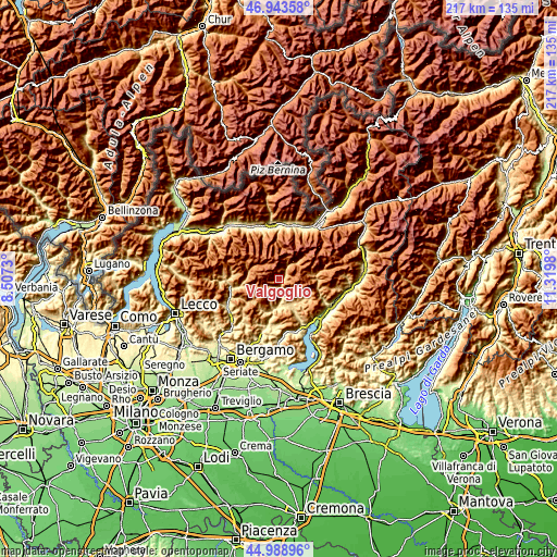 Topographic map of Valgoglio