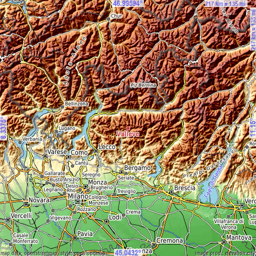 Topographic map of Valleve