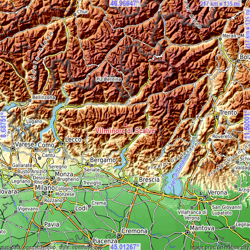 Topographic map of Vilminore di Scalve