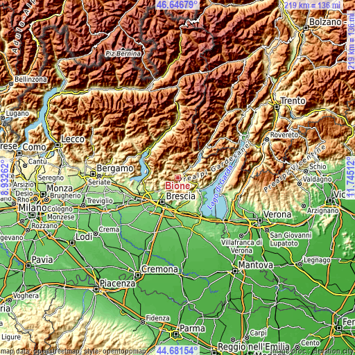 Topographic map of Bione