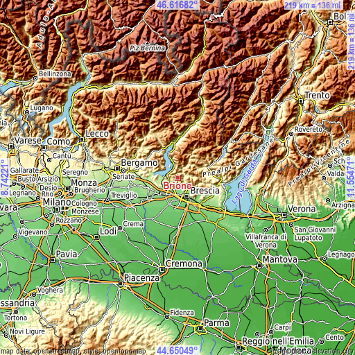 Topographic map of Brione