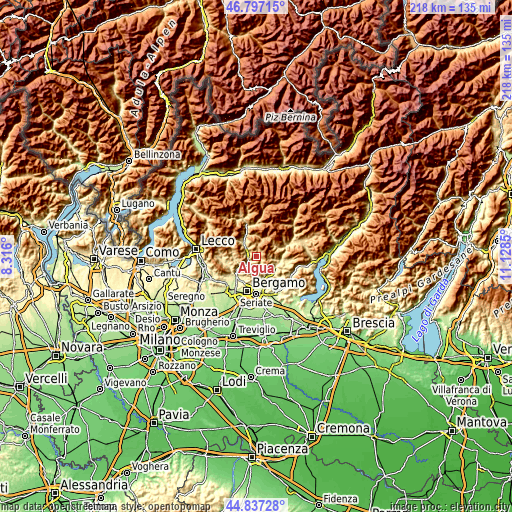 Topographic map of Algua