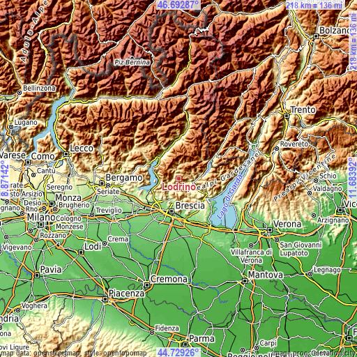 Topographic map of Lodrino