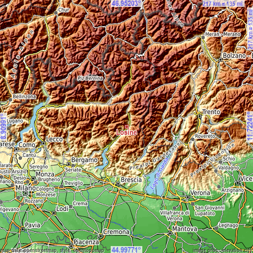 Topographic map of Losine