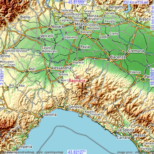 Topographic map of Bagnaria