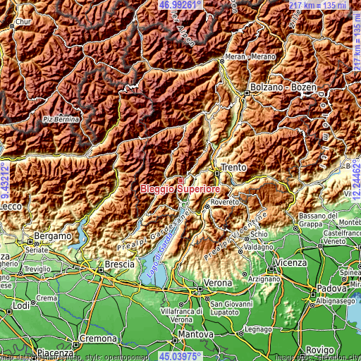 Topographic map of Bleggio Superiore