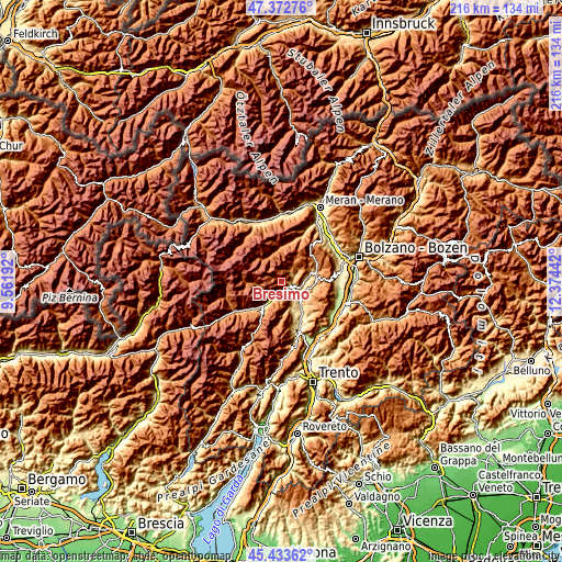 Topographic map of Bresimo