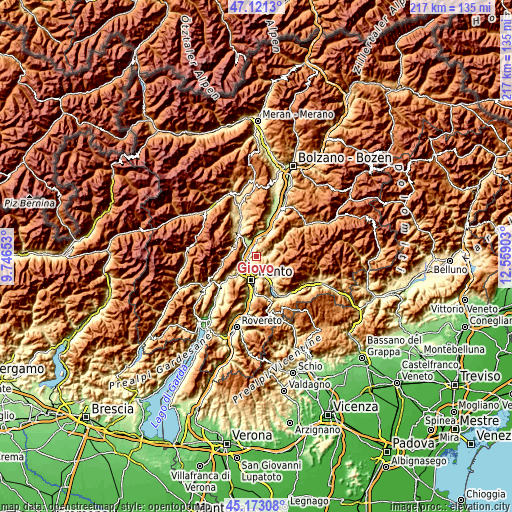Topographic map of Giovo
