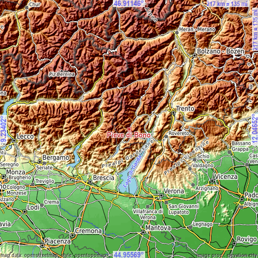 Topographic map of Pieve di Bono