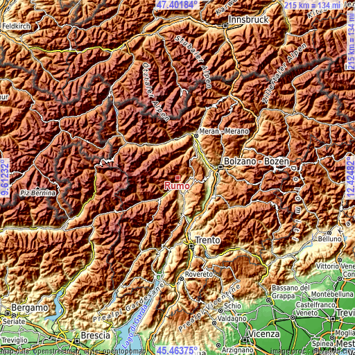 Topographic map of Rumo