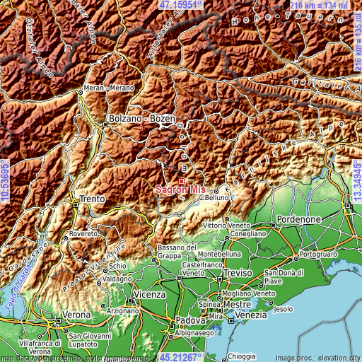 Topographic map of Sagron Mis