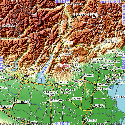 Topographic map of Vallarsa