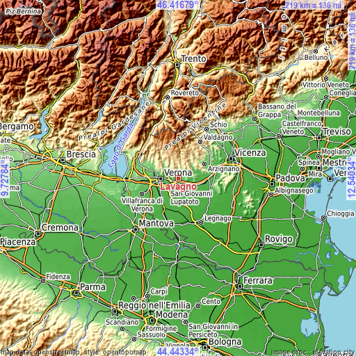 Topographic map of Lavagno