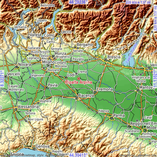 Topographic map of Ripalta Arpina