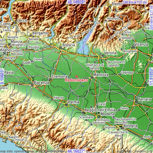 Topographic map of Redondesco