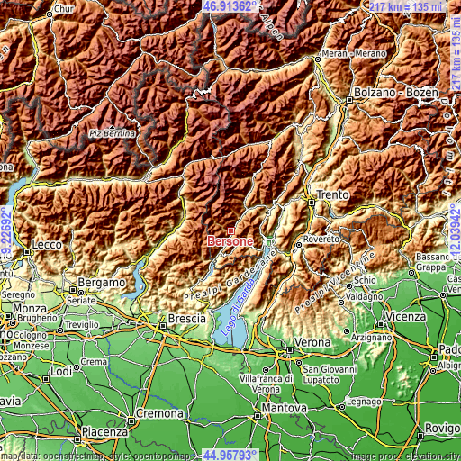 Topographic map of Bersone