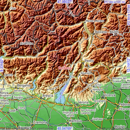 Topographic map of Bolbeno