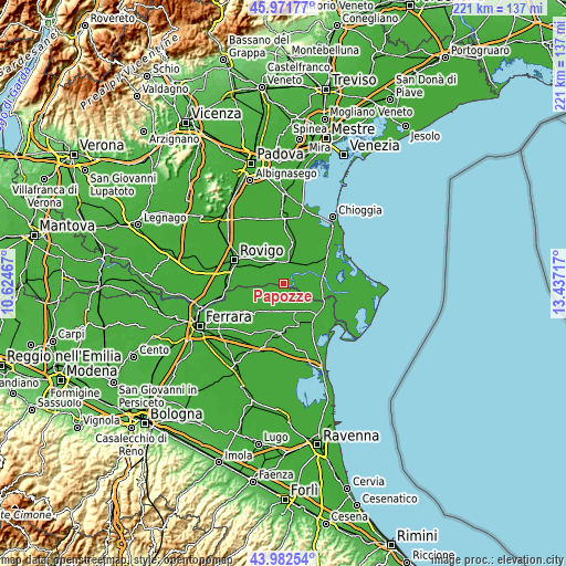 Topographic map of Papozze