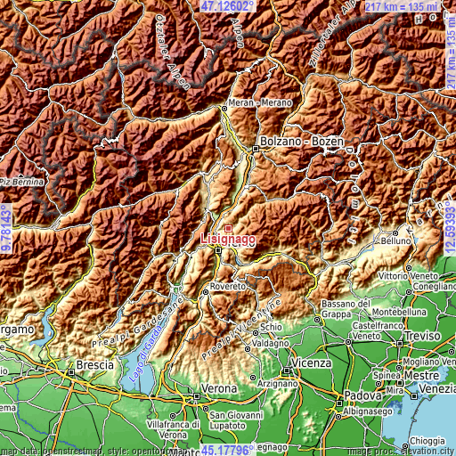 Topographic map of Lisignago