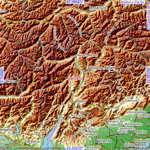 Topographic map of Malosco