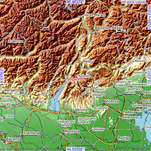 Topographic map of Nogaredo