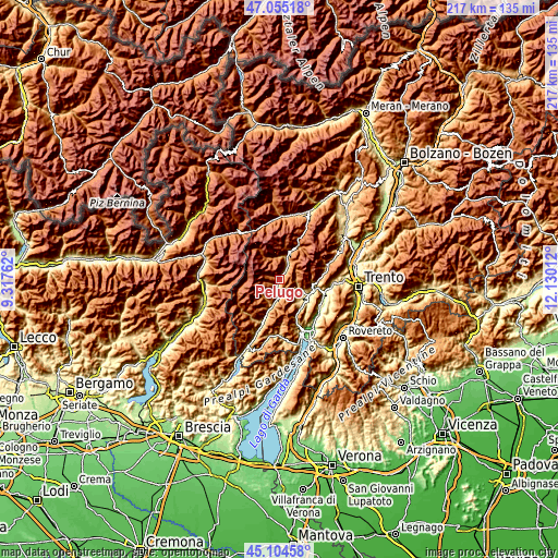 Topographic map of Pelugo