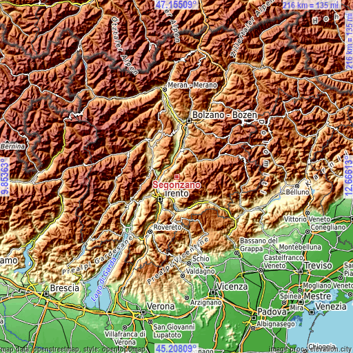 Topographic map of Segonzano