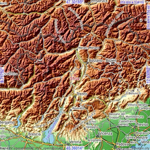 Topographic map of Sfruz