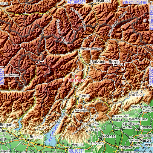 Topographic map of Smarano