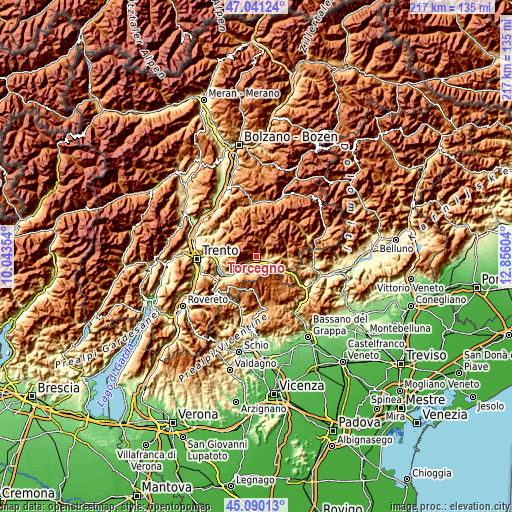 Topographic map of Torcegno