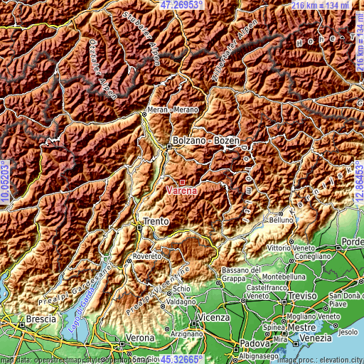 Topographic map of Varena