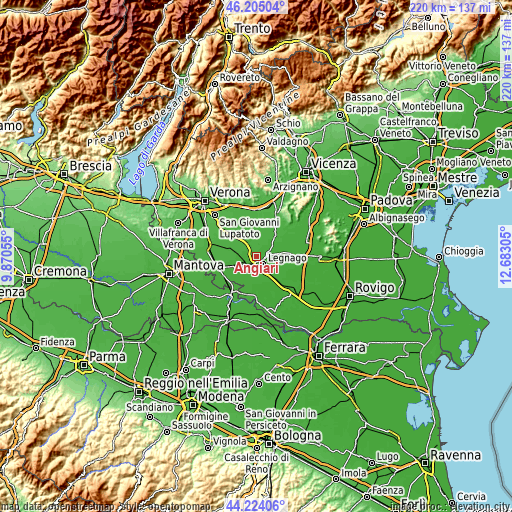 Topographic map of Angiari