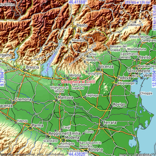 Topographic map of Colognola ai Colli