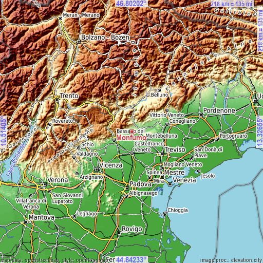 Topographic map of Monfumo