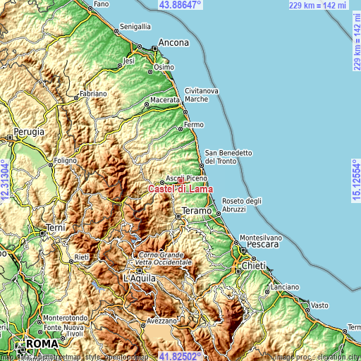 Topographic map of Castel di Lama