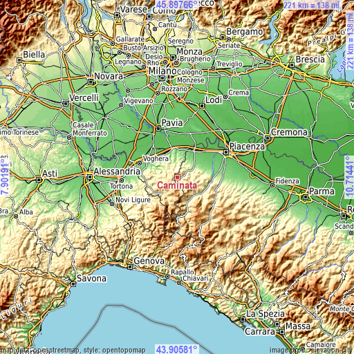 Topographic map of Caminata