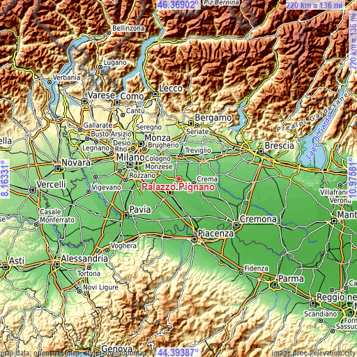 Topographic map of Palazzo Pignano