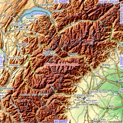 Topographic map of Rhemes-Saint-Georges