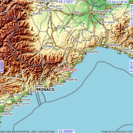 Topographic map of Castelbianco