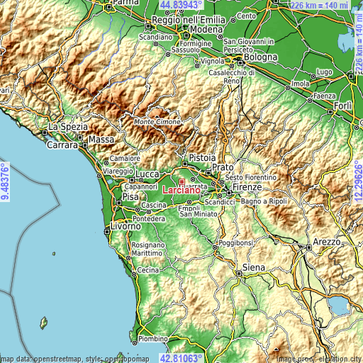 Topographic map of Larciano
