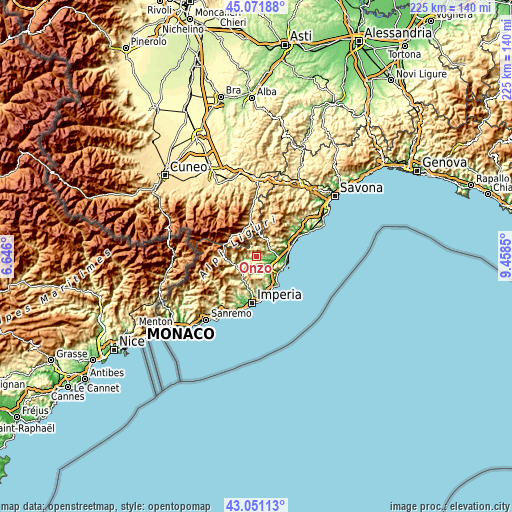 Topographic map of Onzo