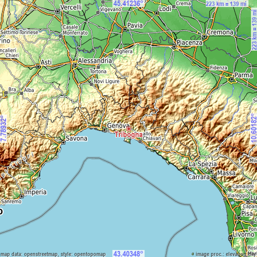 Topographic map of Tribogna