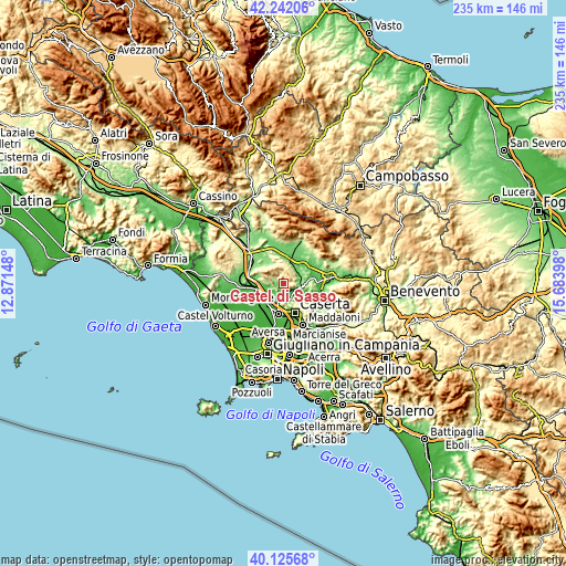 Topographic map of Castel di Sasso