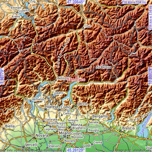 Topographic map of Samolaco