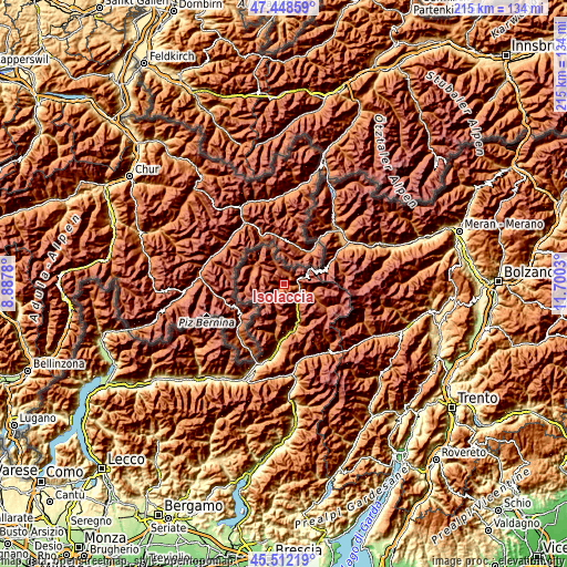 Topographic map of Isolaccia