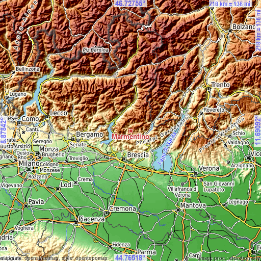 Topographic map of Marmentino