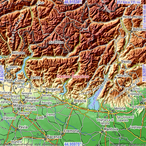 Topographic map of Ossimo Superiore