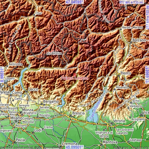 Topographic map of Paisco Loveno