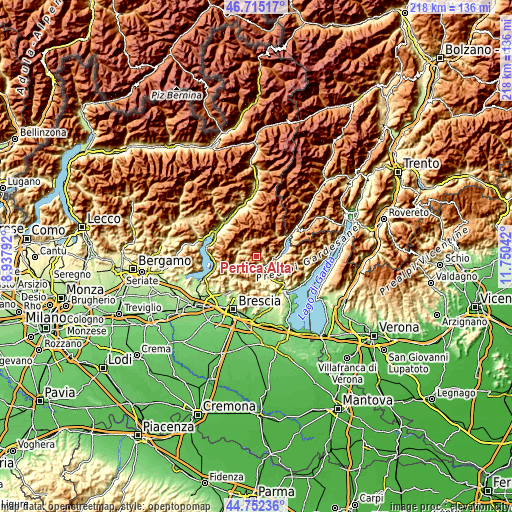 Topographic map of Pertica Alta